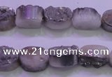 CAG8152 7.5 inches 10*14mm oval silver plated druzy agate beads