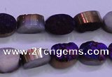 CAG8155 7.5 inches 10*14mm oval purple plated druzy agate beads