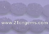 CAG8160 7.5 inches 12*16mm oval white plated druzy agate beads