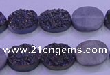 CAG8165 7.5 inches 12*16mm oval purple plated druzy agate beads