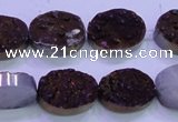 CAG8175 7.5 inches 13*18mm oval purple plated druzy agate beads