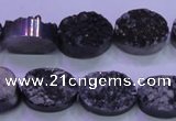 CAG8177 7.5 inches 13*18mm oval black plated druzy agate beads