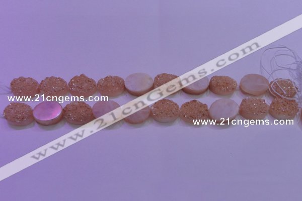 CAG8181 7.5 inches 15*20mm oval champagne plated druzy agate beads