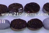 CAG8185 7.5 inches 15*20mm oval purple plated druzy agate beads