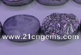 CAG8192 7.5 inches 18*25mm oval silver plated druzy agate beads