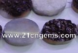 CAG8195 7.5 inches 18*25mm oval purple plated druzy agate beads