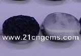 CAG8196 7.5 inches 18*25mm oval blue plated druzy agate beads