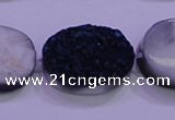 CAG8206 7.5 inches 20*30mm oval blue plated druzy agate beads