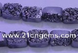 CAG8212 Top drilled 10*14mm rectangle silver plated druzy agate beads