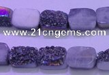 CAG8214 Top drilled 10*14mm rectangle rainbow plated druzy agate beads