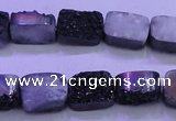 CAG8217 Top drilled 10*14mm rectangle black plated druzy agate beads