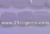 CAG8220 Top drilled 12*16mm rectangle white plated druzy agate beads