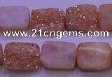 CAG8221 Top drilled 12*16mm rectangle champagne plated druzy agate beads