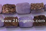 CAG8223 Top drilled 12*16mm rectangle glod plated druzy agate beads