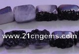 CAG8227 Top drilled 12*16mm rectangle black plated druzy agate beads