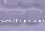 CAG8230 Top drilled 13*18mm rectangle white plated druzy agate beads