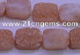 CAG8231 Top drilled 13*18mm rectangle champagne plated druzy agate beads