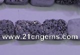 CAG8232 Top drilled 13*18mm rectangle silver plated druzy agate beads