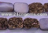 CAG8233 Top drilled 13*18mm rectangle glod plated druzy agate beads