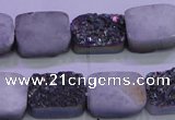 CAG8234 Top drilled 13*18mm rectangle rainbow plated druzy agate beads