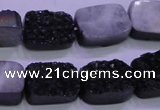 CAG8237 Top drilled 13*18mm rectangle black plated druzy agate beads