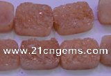 CAG8241 Top drilled 15*20mm rectangle champagne plated druzy agate beads