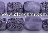 CAG8242 Top drilled 15*20mm rectangle silver plated druzy agate beads