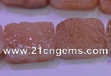 CAG8251 Top drilled 18*25mm rectangle champagne plated druzy agate beads