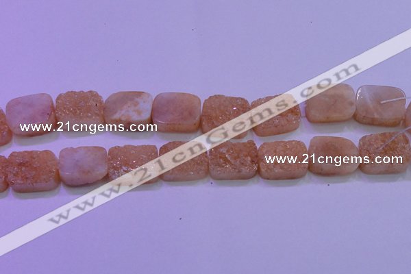 CAG8251 Top drilled 18*25mm rectangle champagne plated druzy agate beads