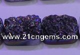 CAG8254 Top drilled 18*25mm rectangle rainbow plated druzy agate beads