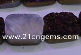 CAG8255 Top drilled 18*25mm rectangle purple plated druzy agate beads