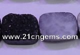 CAG8257 Top drilled 18*25mm rectangle black plated druzy agate beads