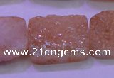 CAG8261 Top drilled 20*30mm rectangle champagne plated druzy agate beads