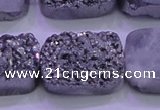 CAG8262 Top drilled 20*30mm rectangle silver plated druzy agate beads