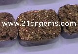 CAG8263 Top drilled 20*30mm rectangle glod plated druzy agate beads