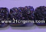 CAG8264 Top drilled 20*30mm rectangle rainbow plated druzy agate beads