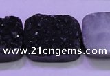 CAG8267 Top drilled 20*30mm rectangle black plated druzy agate beads