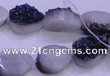 CAG8276 7.5 inches 10*14mm teardrop blue plated druzy agate beads