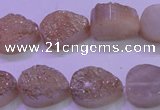 CAG8281 7.5 inches 12*16mm teardrop champagne plated druzy agate beads