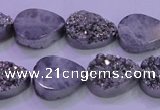 CAG8282 7.5 inches 12*16mm teardrop silver plated druzy agate beads