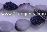 CAG8286 7.5 inches 12*16mm teardrop blue plated druzy agate beads