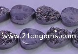 CAG8292 7.5 inches 13*18mm teardrop silver plated druzy agate beads