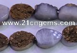 CAG8293 7.5 inches 13*18mm teardrop gold plated druzy agate beads