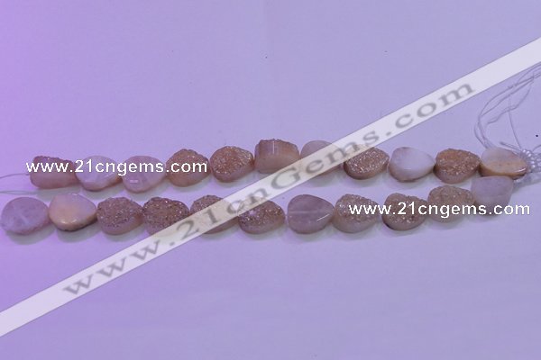 CAG8301 7.5 inches 15*20mm teardrop champagne plated druzy agate beads