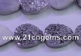 CAG8302 7.5 inches 15*20mm teardrop silver plated druzy agate beads