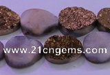 CAG8303 7.5 inches 15*20mm teardrop gold plated druzy agate beads