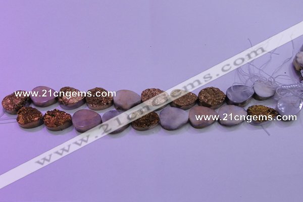 CAG8303 7.5 inches 15*20mm teardrop gold plated druzy agate beads