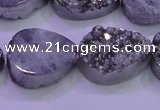 CAG8312 7.5 inches 18*25mm teardrop silver plated druzy agate beads