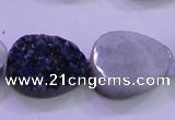 CAG8316 7.5 inches 18*25mm teardrop blue plated druzy agate beads