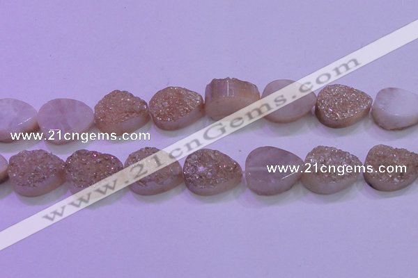 CAG8321 7.5 inches 20*30mm teardrop champagne plated druzy agate beads